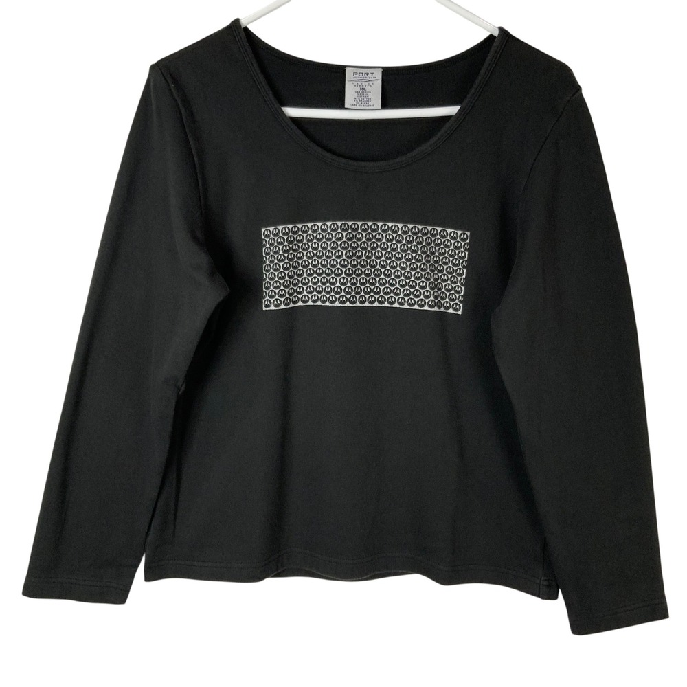 Port Authority Black Motorola Logo Graphic Top XL Pullover Scoop Long Slv Tech